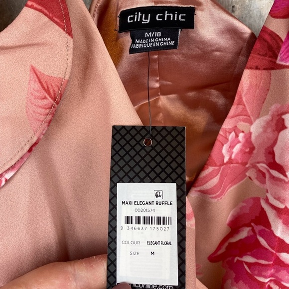 NWT City Chic Maxi Elegant Ruffle Dress in Elegant Floral Pink Size 18 Plus. - Picture 11 of 15
